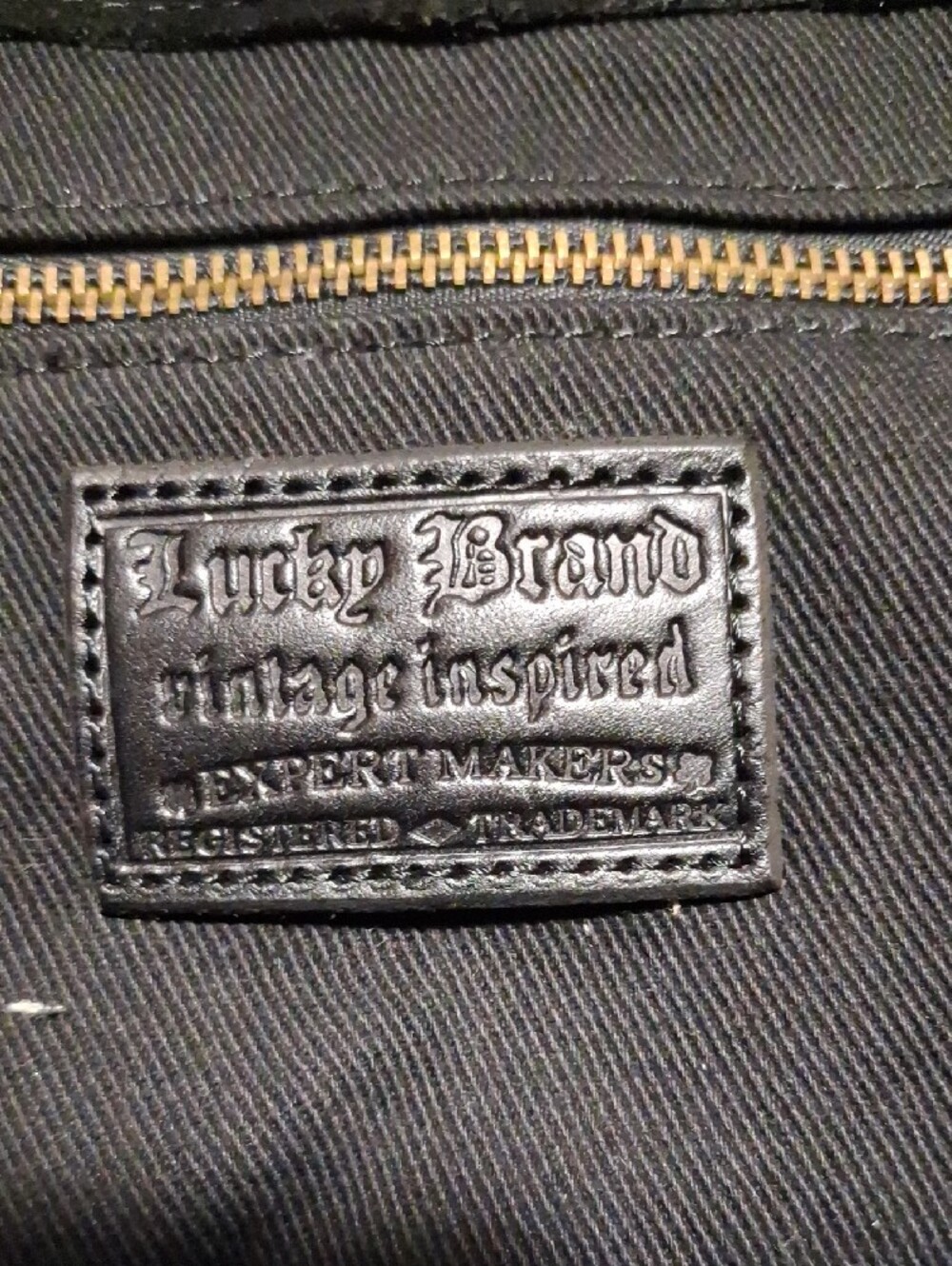 Lucky Brand Vintage Black Suede Shoulder Bag with Contrast Stitching - Picture 2 of 6